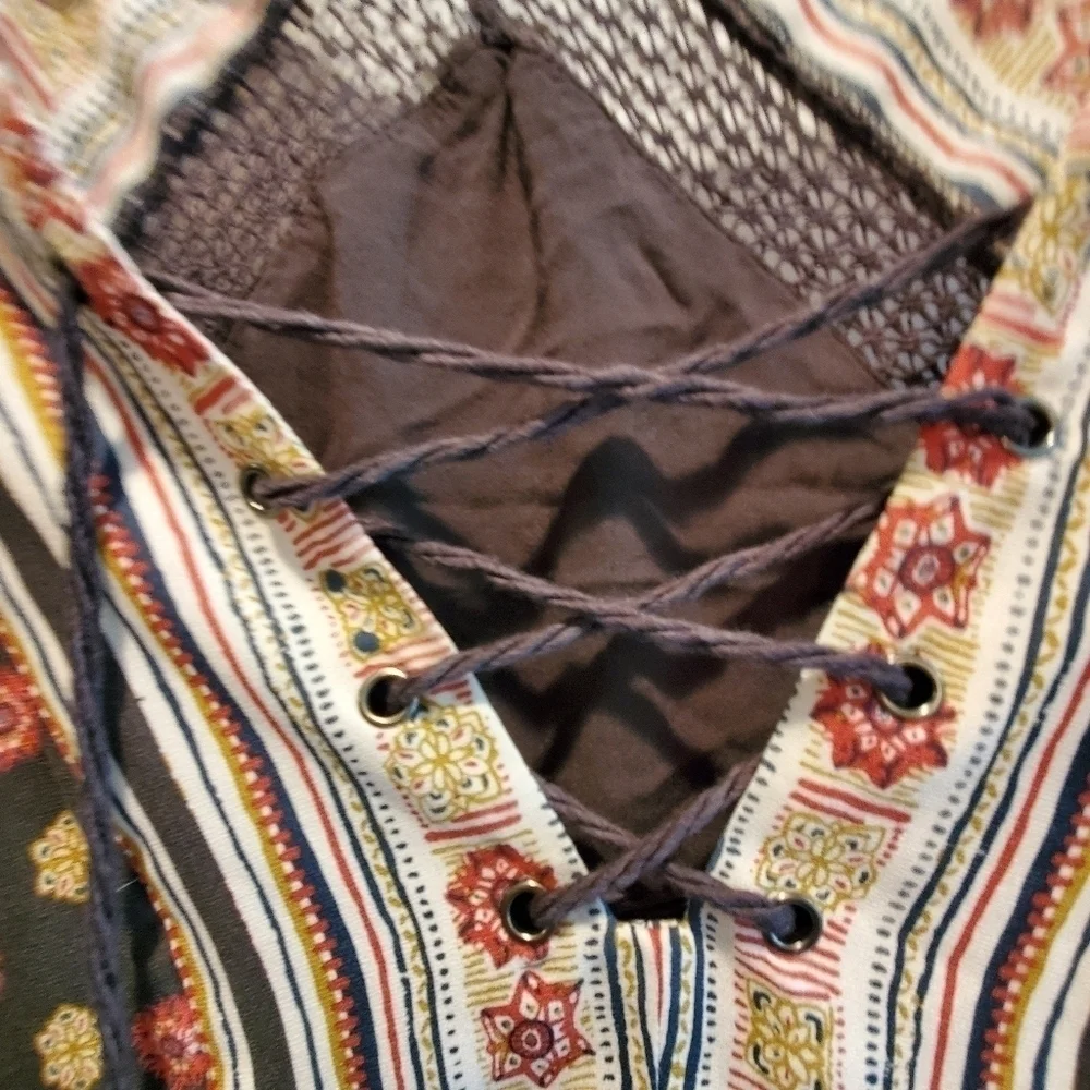 Free people rain or shine tunic dress. Printed dress black.  Boho sz small
